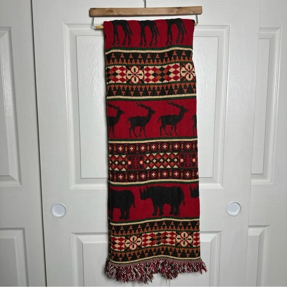 ITS IN THE BAG Vintage Tapestry Blanket Throw Woven Fringed USA One Size African